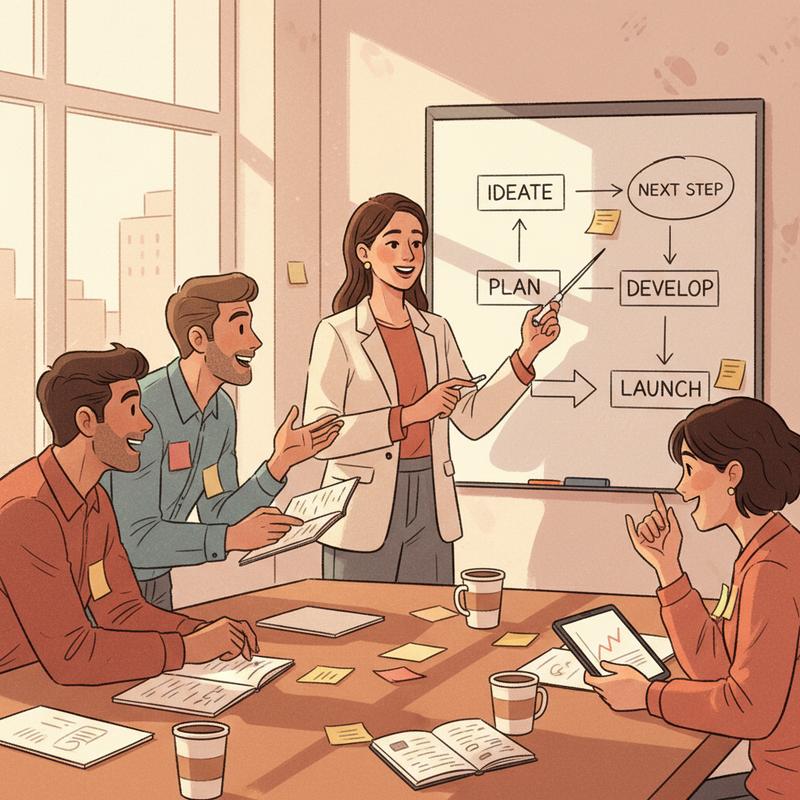 A focused team leader maps out a clear process with an engaged team