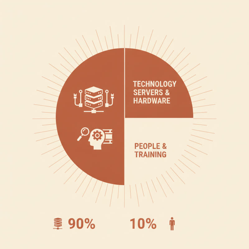 AI transformation budget allocation: 90% to technology servers and hardware, only 10% to people and training
