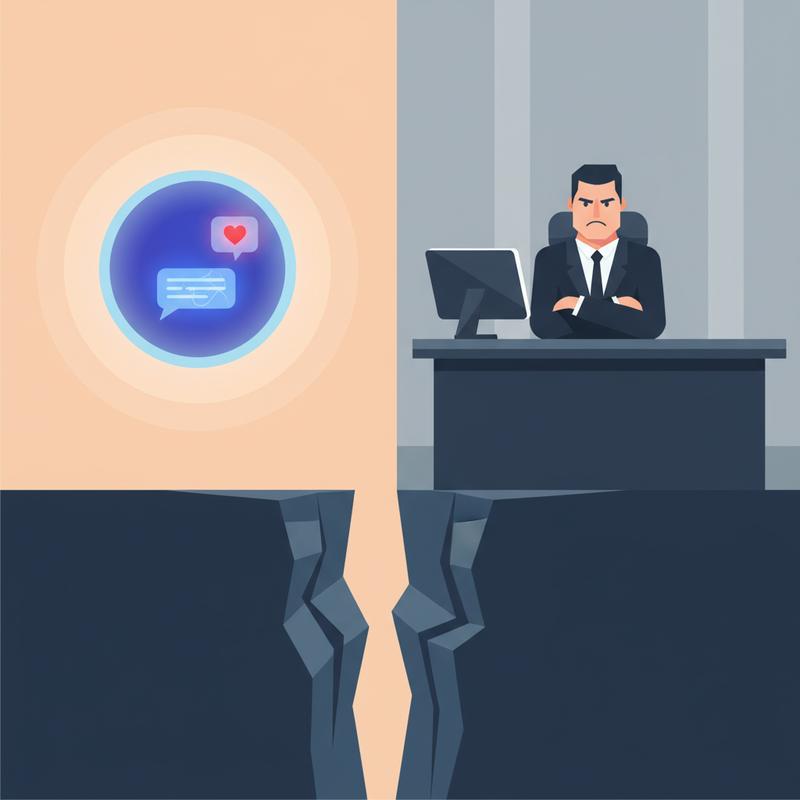 The gap between a friendly AI chatbot and an unapproachable manager: one is always available, the other feels out of reach