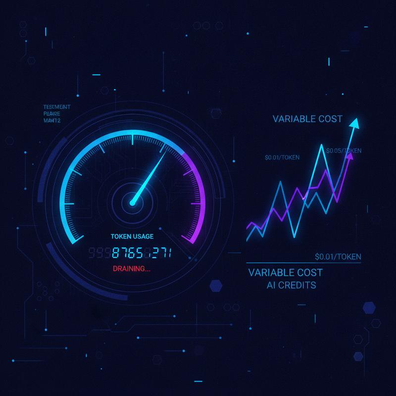 AI credit usage meter showing variable token consumption