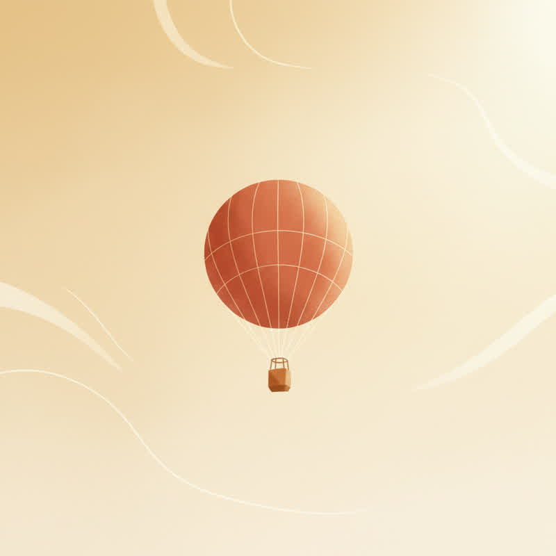 A single balloon floating peacefully upward into a warm clear sky