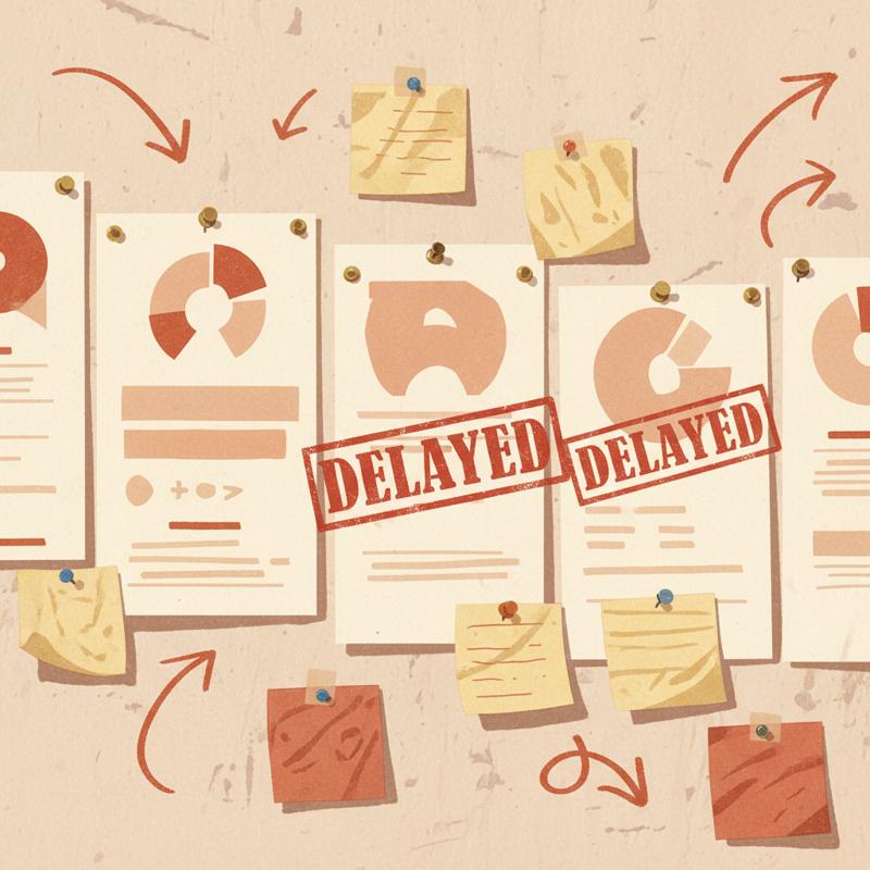 A product roadmap covered in DELAYED stamps