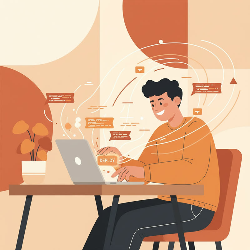 A developer confidently shipping code