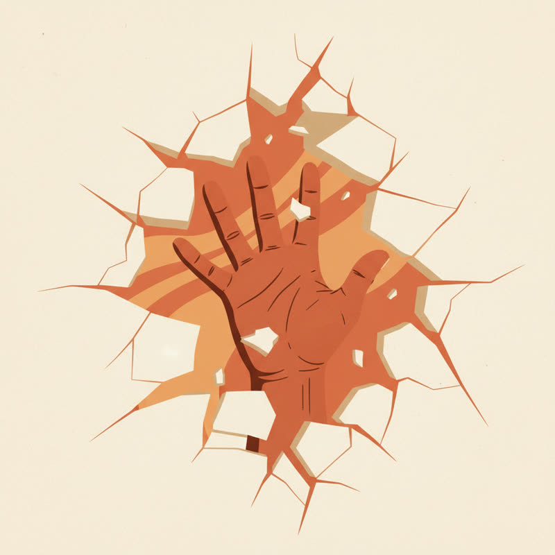 A hand breaking through a wall, representing the moment you cross your own self-imposed limits