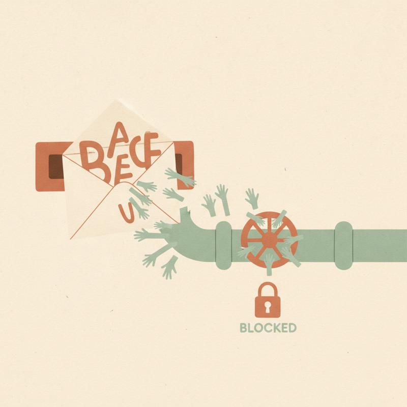 A letter sliding into a mail slot, the words on the page reaching out as small hands to turn a valve on a locked pipe
