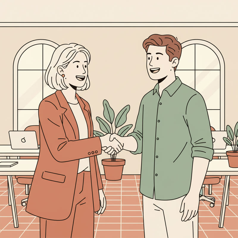 A manager and employee sharing trust and respect in the workplace