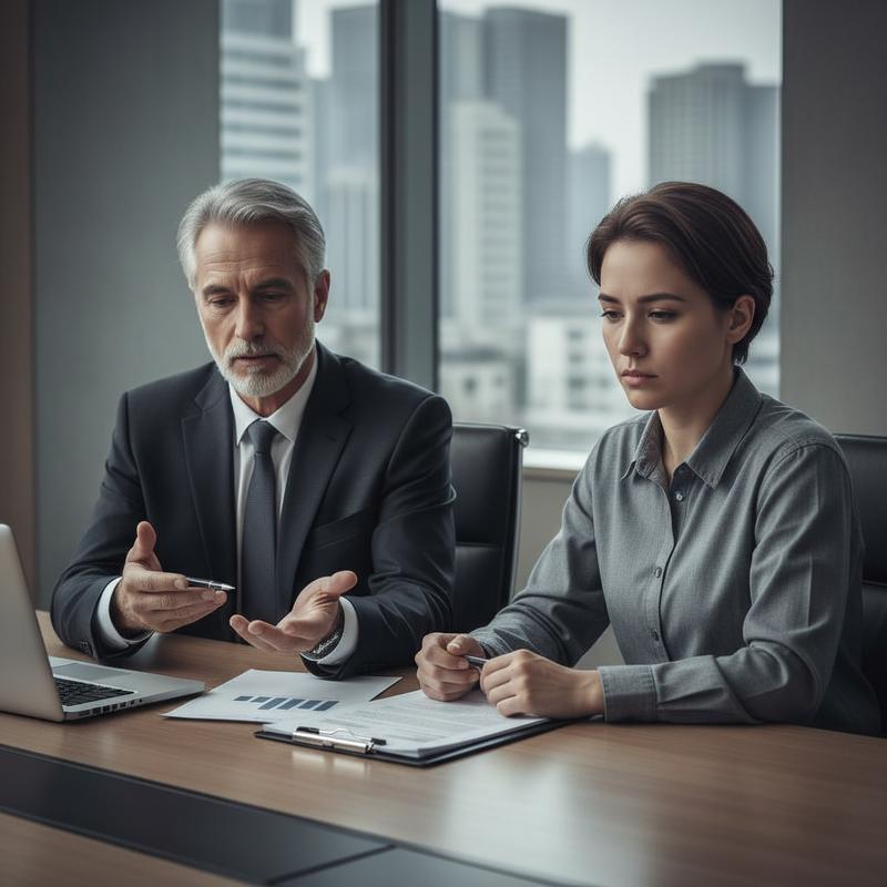 A formal mentoring session, one person pointing at documents while the other looks slightly disconnected