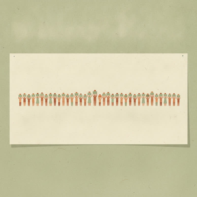 An on-call rota board with weight evenly distributed across many small balanced figures, each carrying an equal load