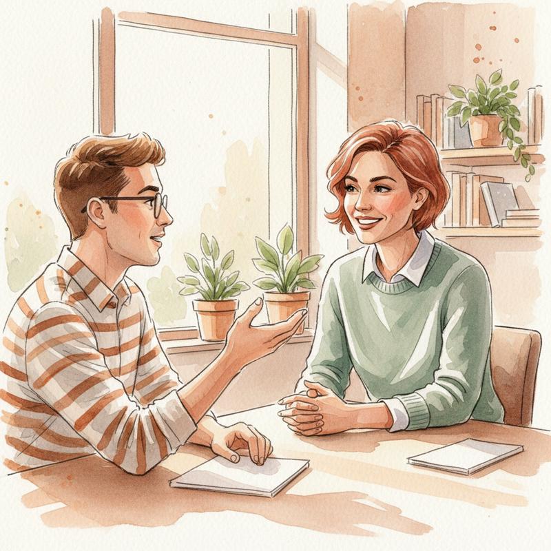 A leader listening intently to a team member in a warm office environment