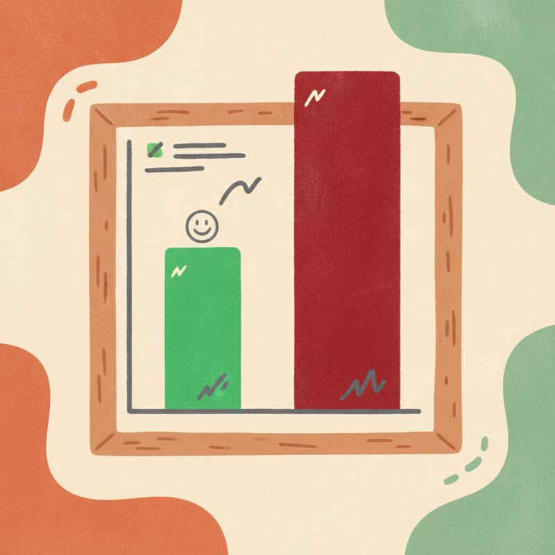 An office wall dashboard showing a small green wellbeing metric next to a towering red workload bar
